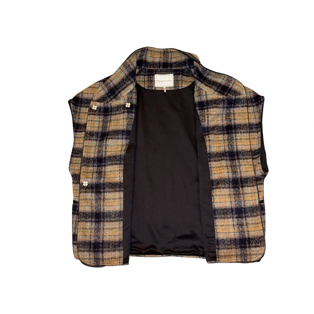 Andersen & Lauth Anthropologie Plaid Flannel Jacket‎ Vest OVERSIZED  One Size